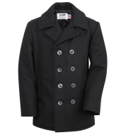 Бушлат шерсть SCHOTT Classic Melton Wool Navy Pea Coat 740 BLACK