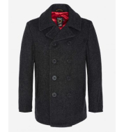 Бушлат шерсть с кожаной отделкой SCHOTT 740C DARK OXFORD GREY
